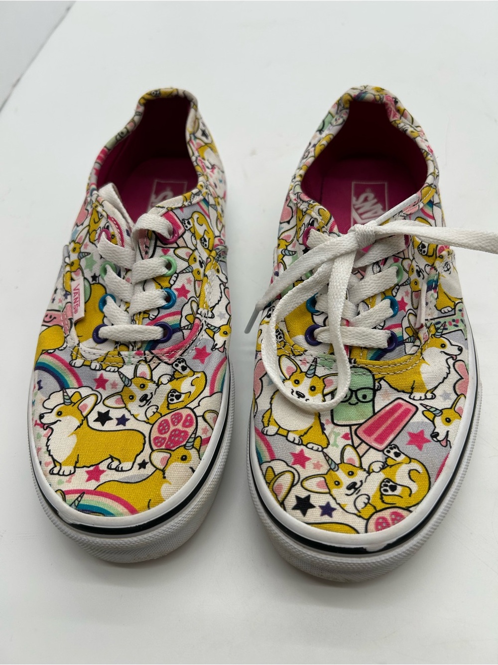 Vans Kids' Corgi Print Canvas Sneakers - Yellow/Pink size 5